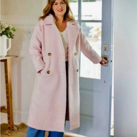 Joe Fresh X Jillian Harris Pink Teddy Jacket Peacoat Coat - Picture 1 of 4